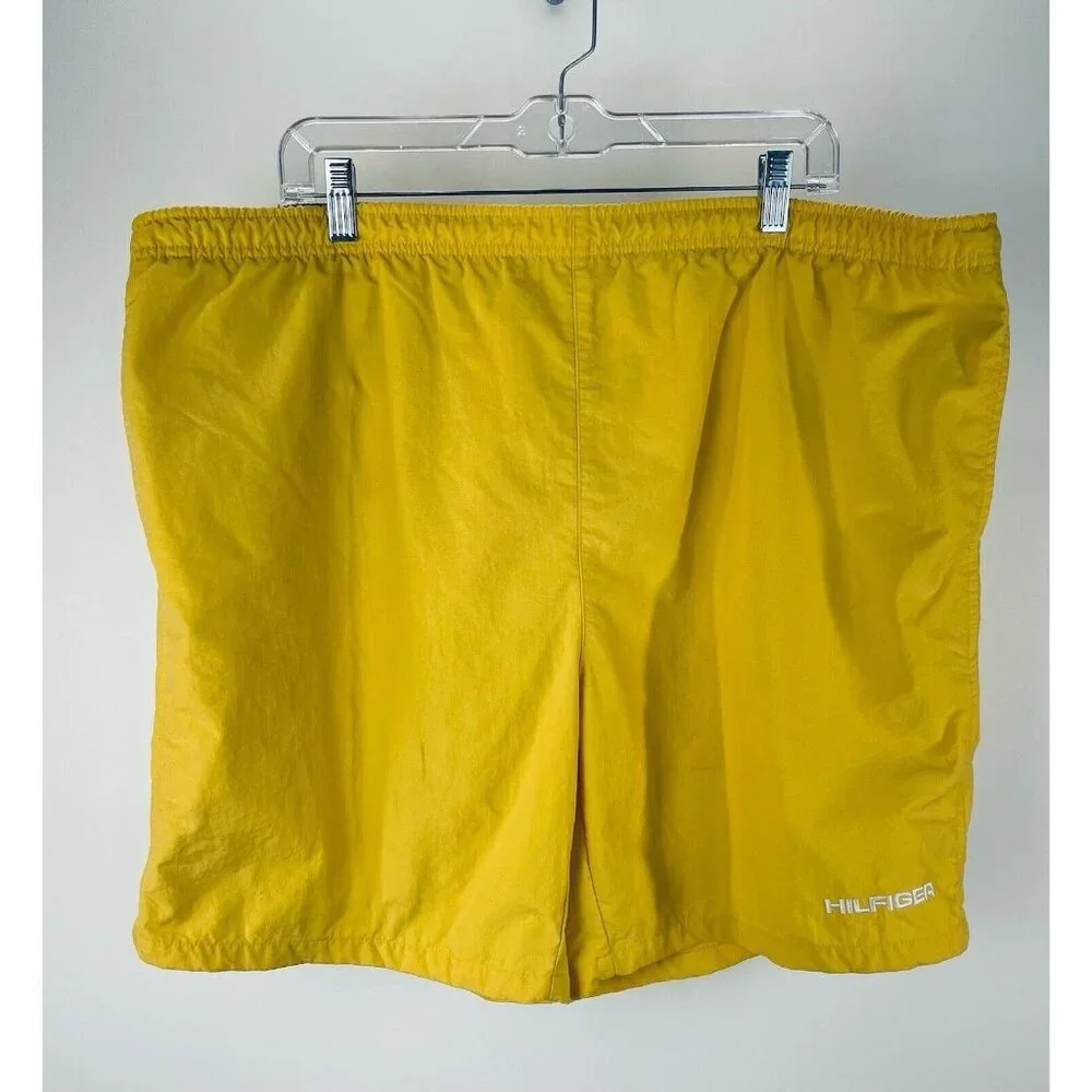 Tommy Hilfiger Athletics Men's size XL Yellow Swim Shorts Spellout Trunks